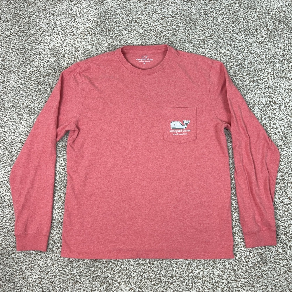 Vineyard Vines Shirt Mens Medium Red Long Sleeve Whale South Carolina Tee T Top